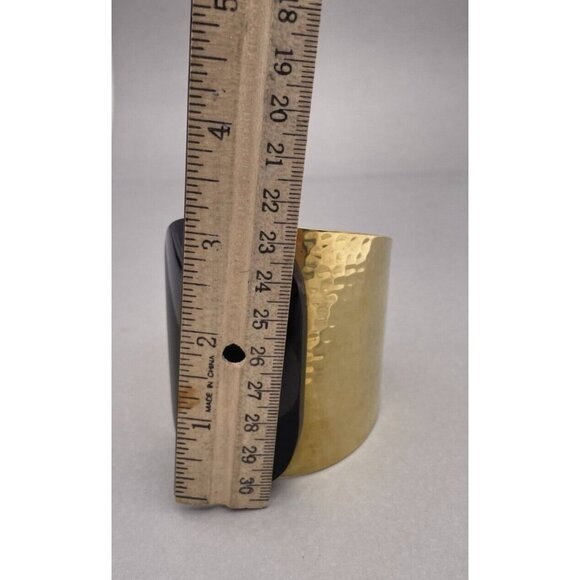 Bisjoux Solid Brass Handmade Hammered Textured Wide Tahiti Cuff Bracelet - Picture 4 of 9